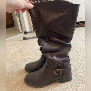 Brown White Mountain Wide Calf Boots